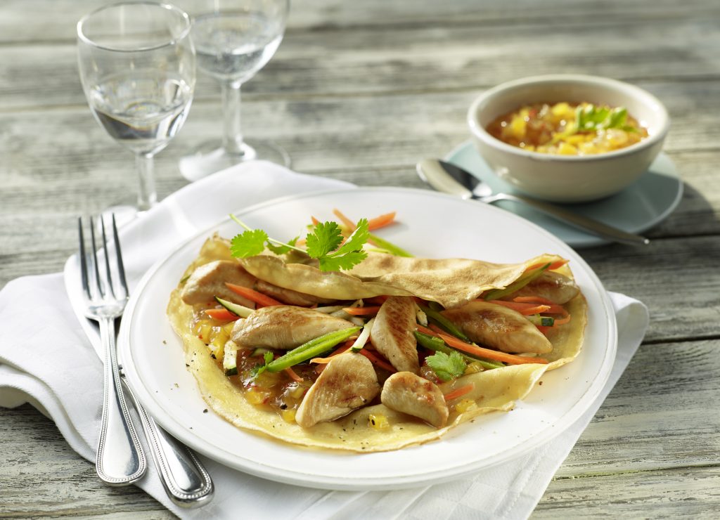 Crêpe mit Hähnchenbrust und Mango-Salsa - Deutsche Geflügelwirtschaft