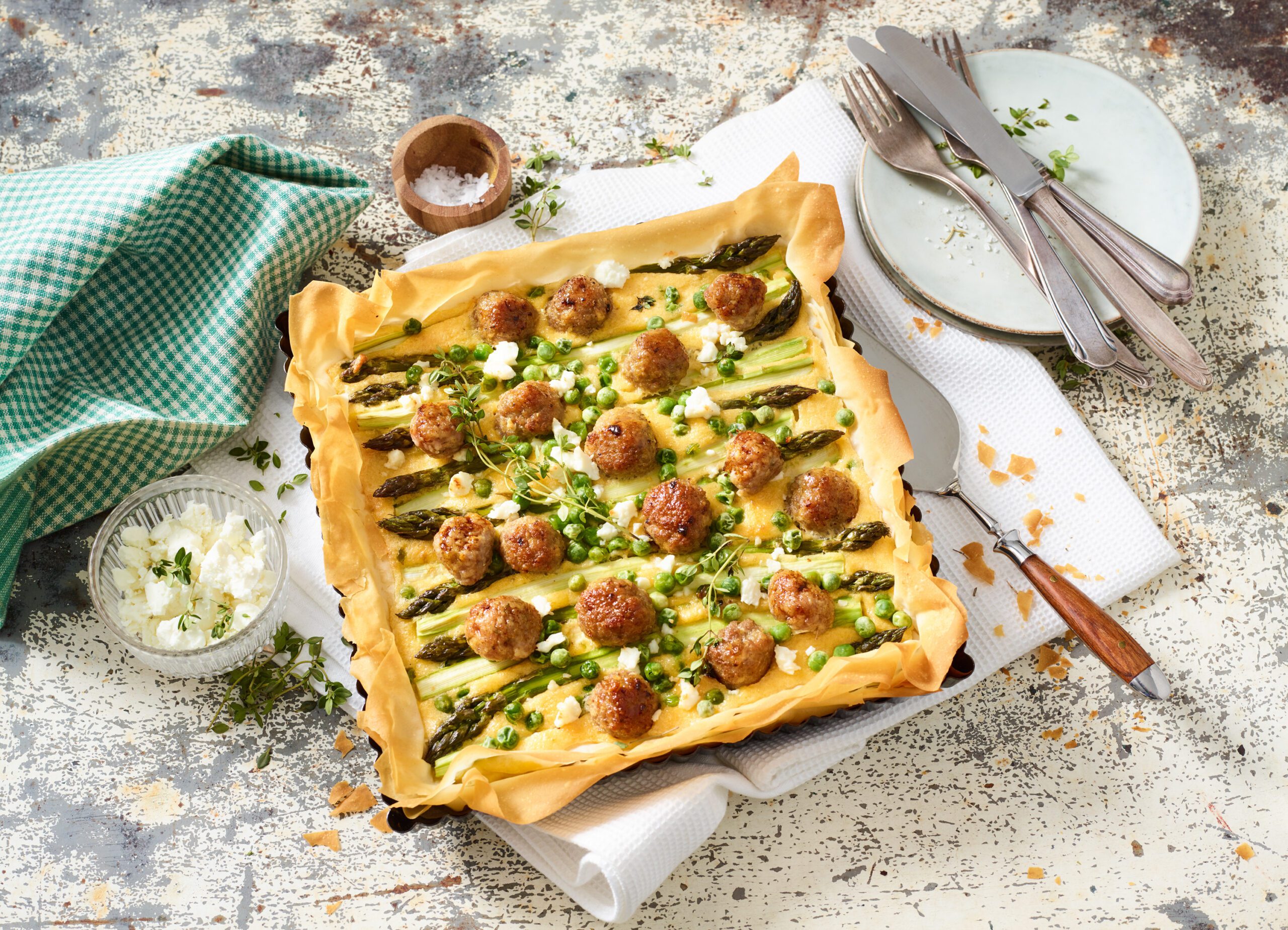 Quiche mit Hähnchenhackbällchen - Deutsches Geflügel