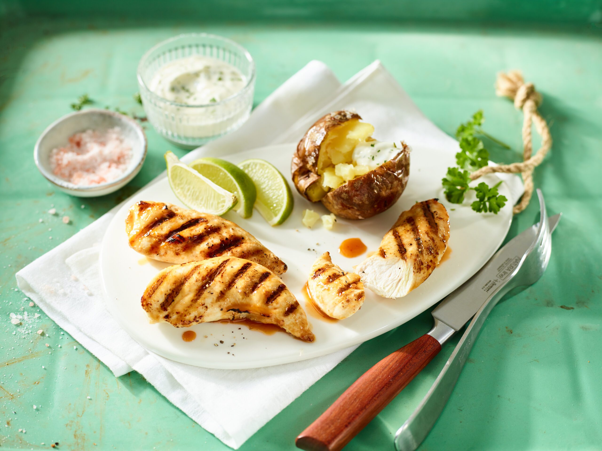 Marinierte Hähnchen-Innenfilets mit Grillkartoffeln