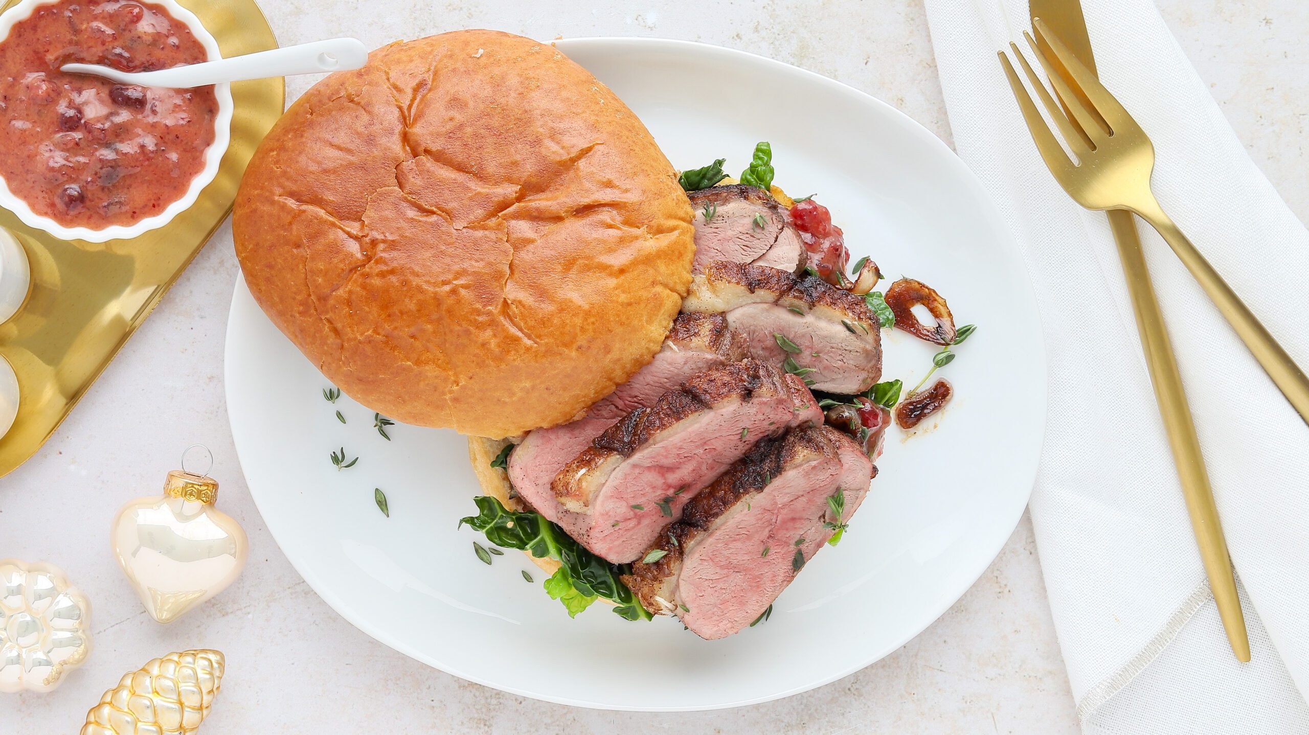 Christmas Burger mit Entenbrustfilet