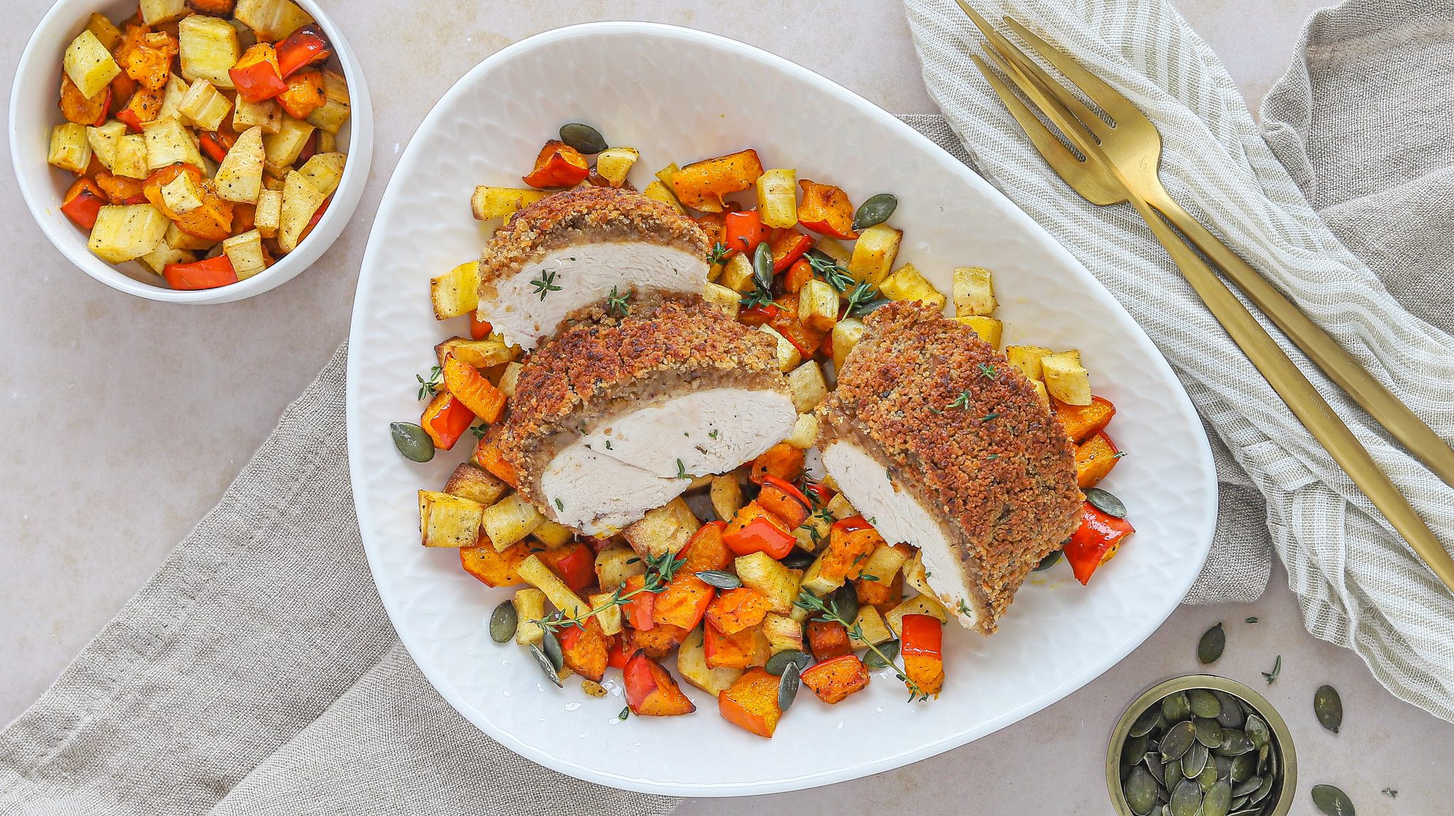 Hähnchenfilet mit Maronenkruste